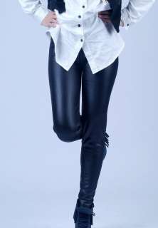 Fashion Lady Warm Thick Faux Leather Stretch Look Shiny Leggings 