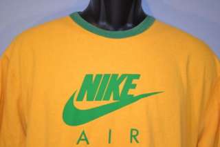 Mens Nike Vintage T Shirt VTG Yellow and Green Swoosh Medium  