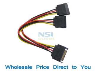 SATA 15Pin Male to 2 15Pin Female Power Cable for HDD  