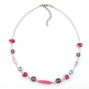  NECKLACE, GLASSBEADS, PURPLE 45CM, NEW DE NO Jewelry