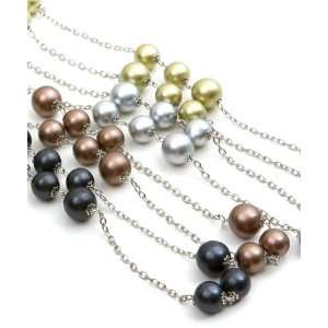  Yellowish Pearl Beads Fashion Chain Necklace & Earring Set 