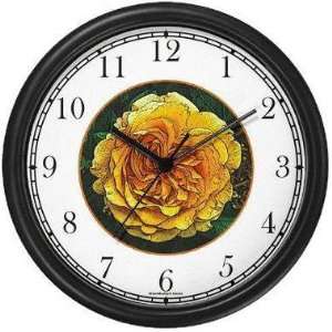 Yellow Rose Flower (JP6) Wall Clock by WatchBuddy Timepieces (Black 