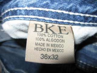BKE The BUCKLE AIDEN Mens Blue JEANS White Stitching Distressed Look 