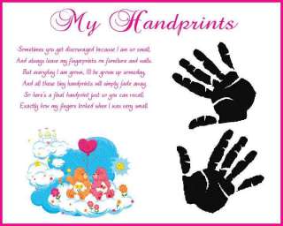 CARE BEARS Baby Girl Handprints Scrapbook Print Glossy  