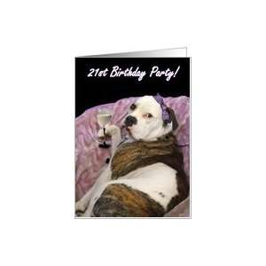    21st Birthday Party Olde English bulldogge Card Toys & Games