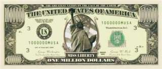 1,000,000 Million Dollar Bill Liberty Prosperity  