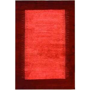   Hand Knotted Red Wool Area Rug, 5 Feet by 8 Feet