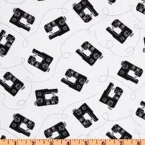   Wide Black & White 2012 Sewing Machine White/Black Fabric By The Yard