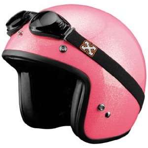 SparX Old School Bobber Open Face Pearl Motorcycle Helmet Sparkle Pink 