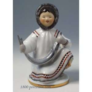    Lomonosov Porcelain Figurine Yakut with Fish 