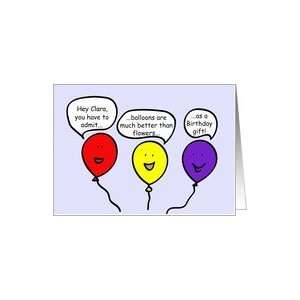  Cartoon Balloon People Birthday Greetings, Clara Card 