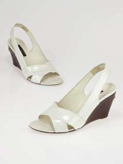 Louis Vuitton White Patent Leather Slingback Wedge Sandals Size 4.5/35 