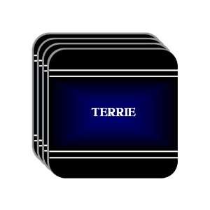 Personal Name Gift   TERRIE Set of 4 Mini Mousepad Coasters (black 