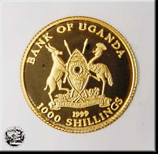 Uganda 1000SH 1999 Chimpanzee Certified PR70 Gold #1131  