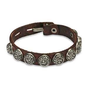   Leather Bracelet with Antiquated Buttons West Coast Jewelry Jewelry