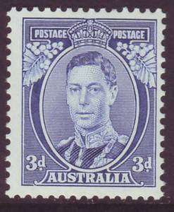 1937 MUH 3d BLUE KGVI DIE 1 AUSTRALIA STAMP  