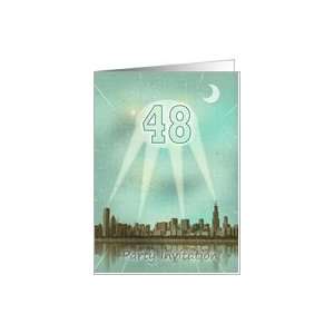   as a retro city movie poster with spotlights Card Toys & Games