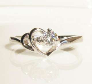 46CT Heart Swarovski crystal Gold GP Ring engagement Promise 