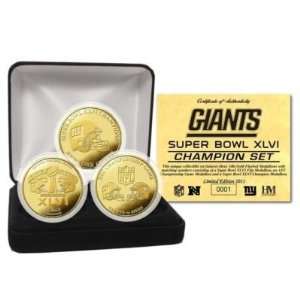  Super Bowl XLVI Champs Gold 3 Coin Set 