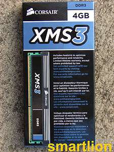 NEW CORSAIR XMS 4GB DDR3 1333 Memory CMX4GX3M1A1333C9 843591010276 
