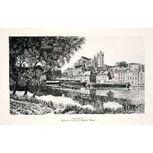  1927 Print Auxerre Burgundy France Cathedral Yonne Saint 