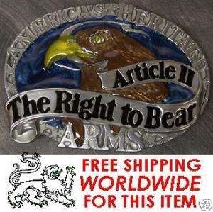 Pewter Belt Buckle 2nd Amendment Right to Bear Arms NEW  
