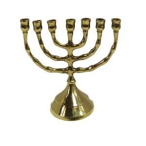  3.5 Judaic Seven Branch Brass Temple Menorah   Hanukkah 