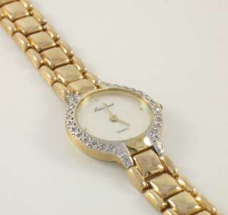 Lucien Piccard 14k Gold Ladies Diamond Pearl Dial Watch  