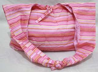 Colorful & Reversible Pink Striped Fabric Bag / Purse with Zipper