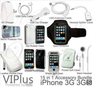 15in1 AU Accessory Bundle Kit Apple iPhone 3G 3GS 16 32 GB Leather 