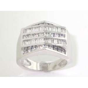  2.35CT Baguette and Round Cut Diamond Mens Ring in 14KT 