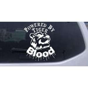 6in X 7.2in White    Powered By Tiger Blood Funny Car Window Wall 