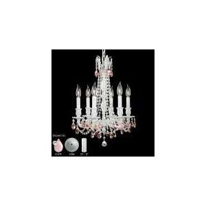   Chandelier in French Gold Glossy with Pink Precision Teardrop crystal