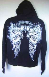 Metal Mulisha White Angel Wings Script Name Pullover Black Hoodie 