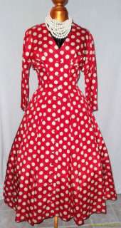 fantastic vintage 50s polka dress made by gigi young originals mint 
