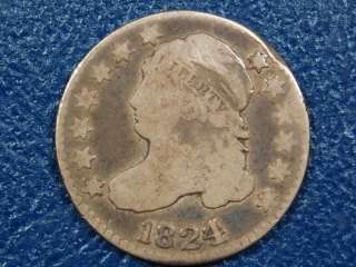 1824/2 JR 1 Rare date Bust dime, orig vg+ (estatesale)  