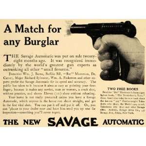  1911 Ad Savage Automatic Gun Burglar Buffalo Bill Speed 