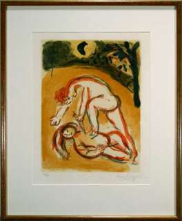   MARC CHAGALL SIGNED AND NUMBERED LITHOGRAPH CAIN & ABEL FRAMED  