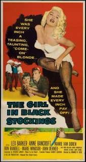 The Girl In Black Stockings 1957 Original U.S. Three Sheet Movie 