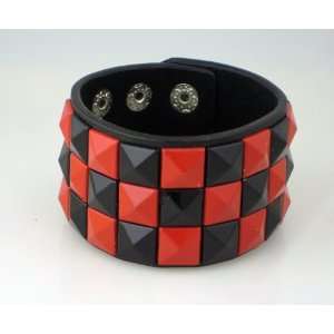   Black Checkered Wristband 80s Gothic Punk Glam Vamp 