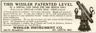 1924 AD FOR THE WISSLER INSTRUMENT CO. SURVEYORS LEVEL  