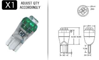 GREEN 4 point 194 style LED replacement bulb QTY1  