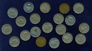 CANADA 5 CENTS 1937, 1938, 1939, 1940, 1941, 1942, 1943, 1944, 1945 