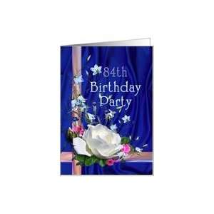  84th Birthday Party Invitation White Rose Card Toys 