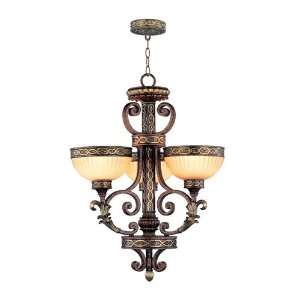Livex 8524 64 Seville 3 Light Chandeliers in Palacial Bronze With 