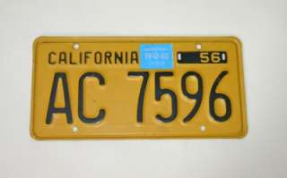 1956 1960 California Trailer License Plate DMV Clear  