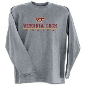  Virginia Tech Embroidered Long Sleeve T Shirt (Grey)   X 