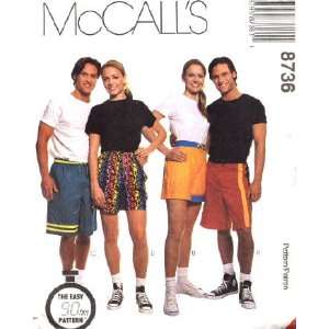 McCalls Sewing Pattern 8736 Misses & Mens Pull on Shorts in 2 
