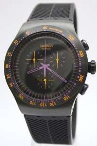 New Swatch Irony Purple In Dark Chronograph Oversized Men Watch YOB102 