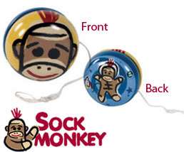 Sock Monkey Yo Yo Retro Tin Classic Space Monkey Toy Schylling 
